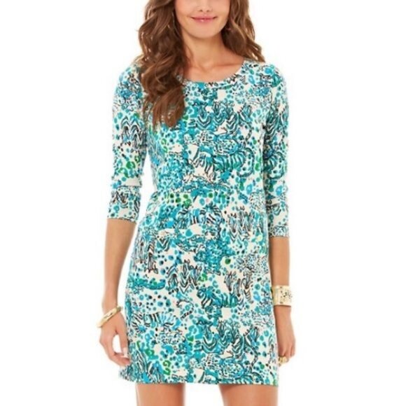 Lilly Pulitzer Dresses & Skirts - Lilly Pulitzer Size S Green Blue Sea Oat Escapades Corine Pima Cotton Mini Dress